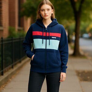 NWT 90s Inspired Levi's Striped Zippered Hoodie Jacket Striped